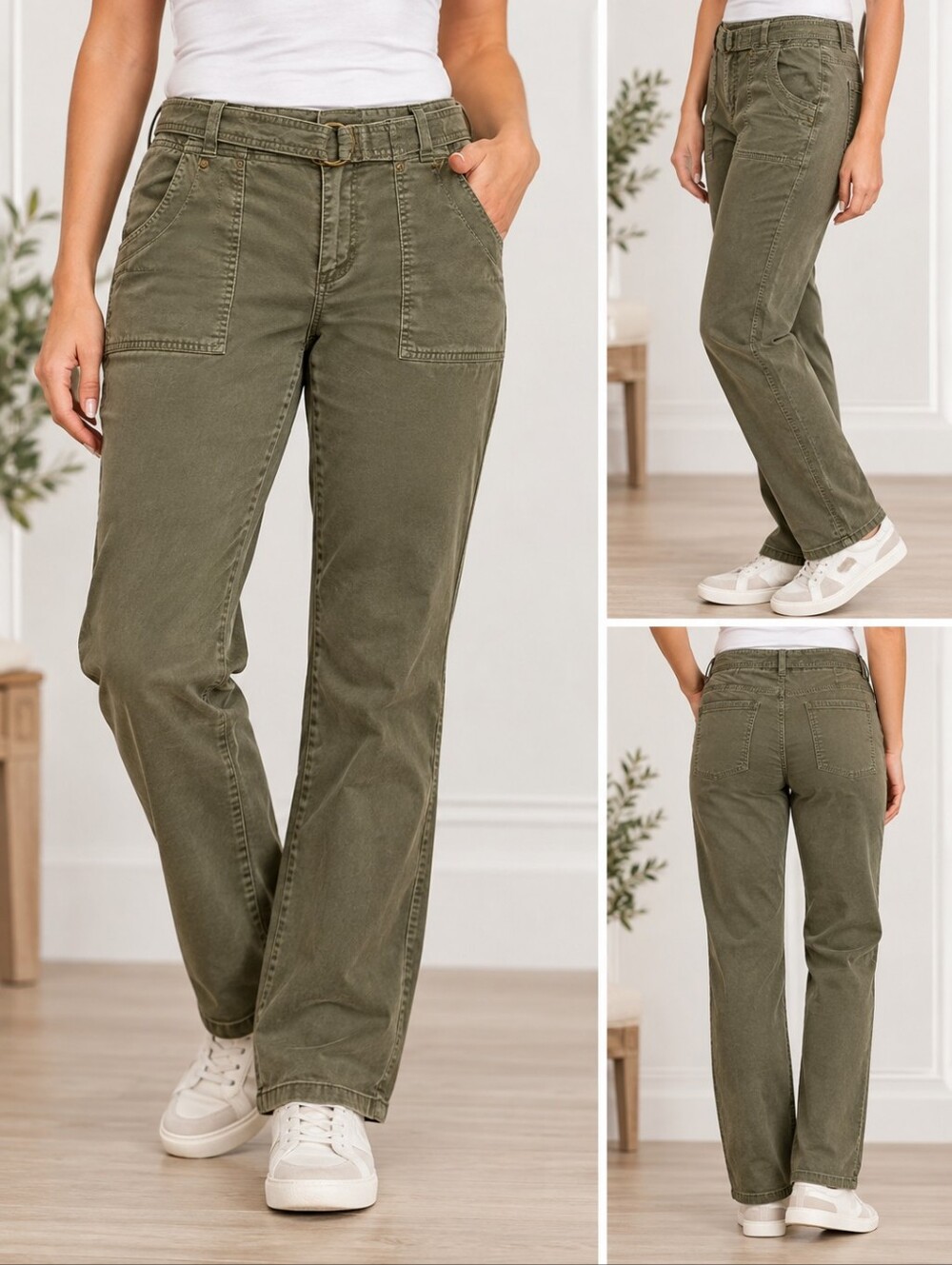 Sonoma Olive-Tone Misses Straight Leg Chinos - 12S
